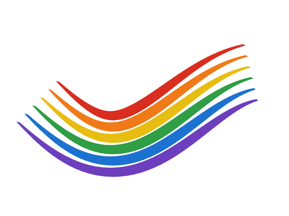Rainbow arc drawn along a curved stroke