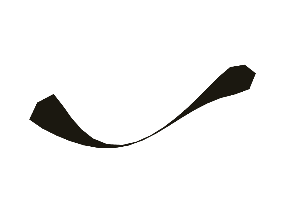 Ribbon drawn along a curved stroke