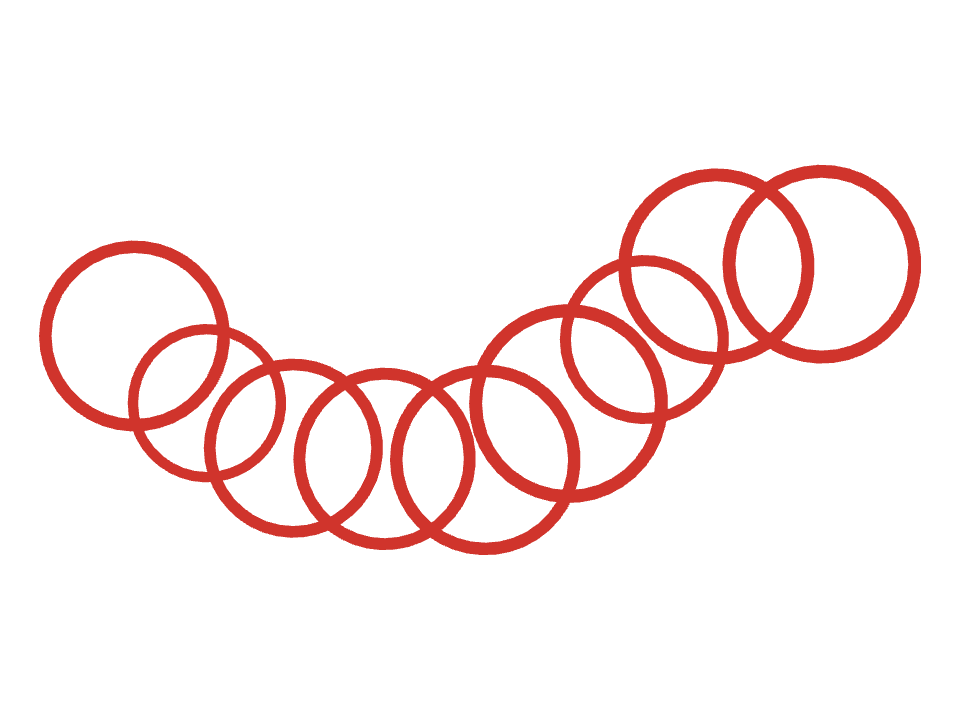 Ring stamps drawn along a curved stroke