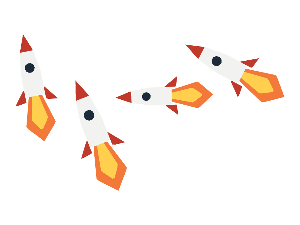 Rocket With Trail drawn along a curved stroke