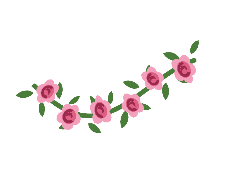 Rose garland drawn along a curved stroke