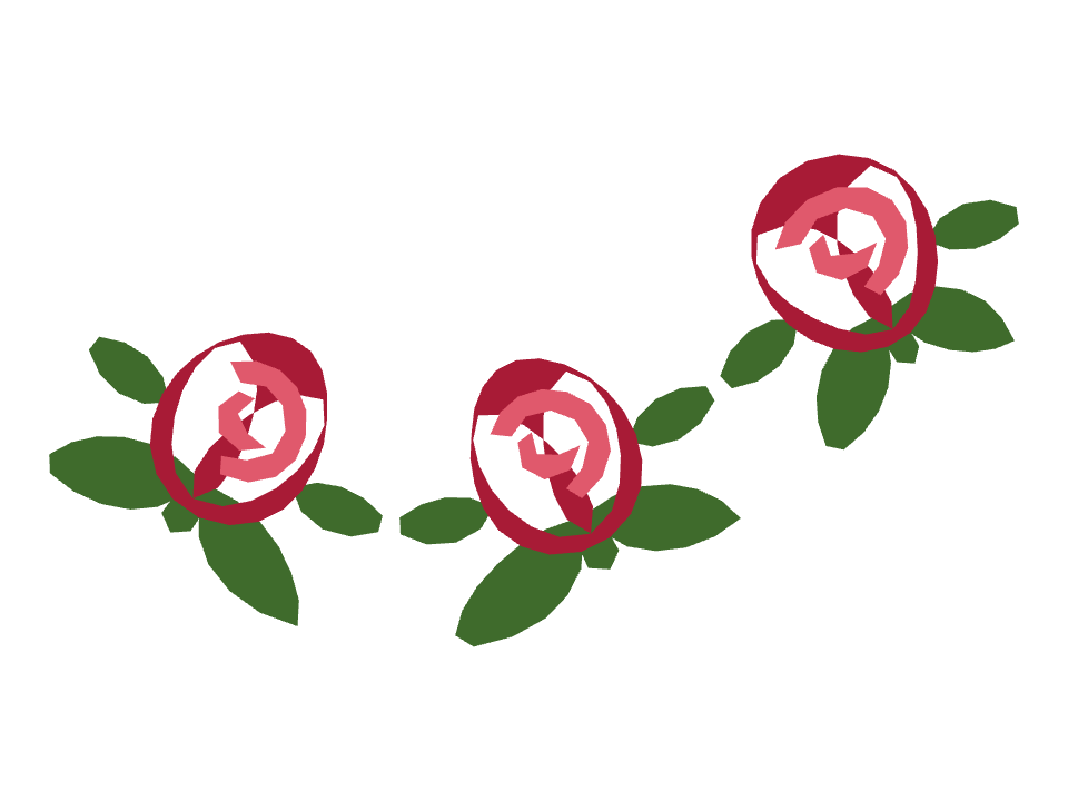 Rosebud tape drawn along a curved stroke
