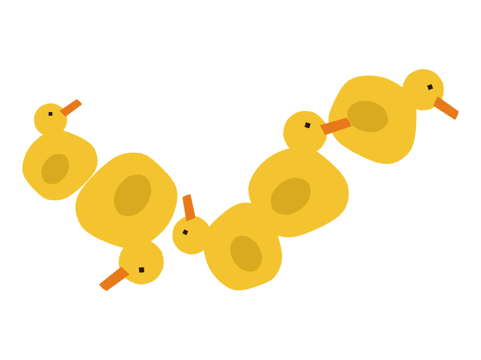 Rubber Duck drawn along a curved stroke