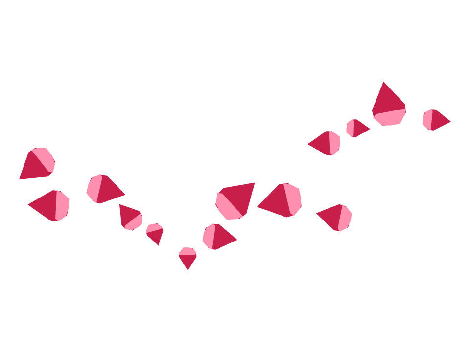 Ruby gem drawn along a curved stroke