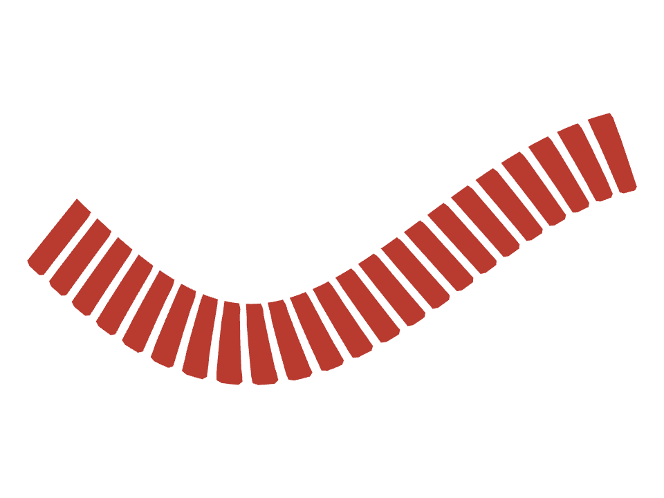 Satin stitch drawn along a curved stroke