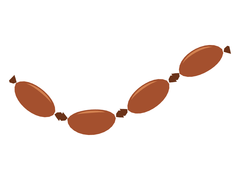 Sausage links drawn along a curved stroke