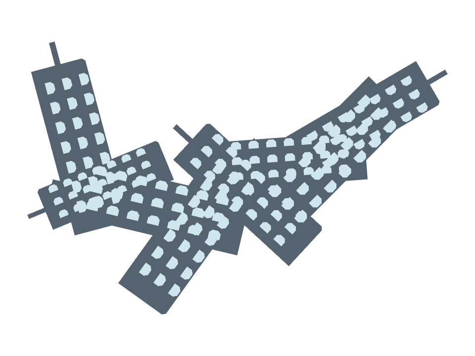 Skyscraper drawn along a curved stroke