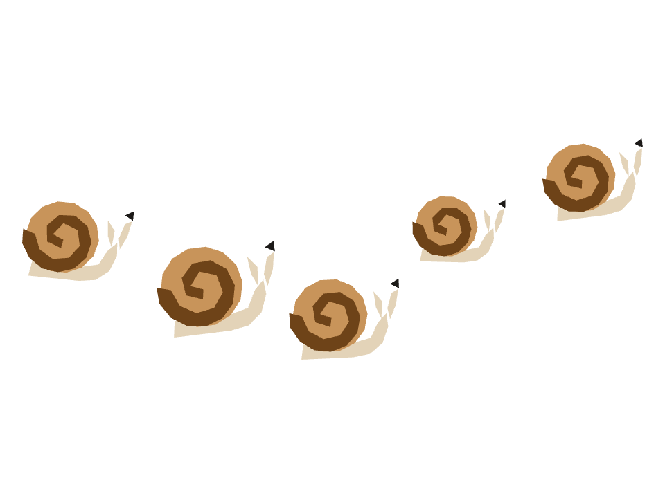 Snails drawn along a curved stroke