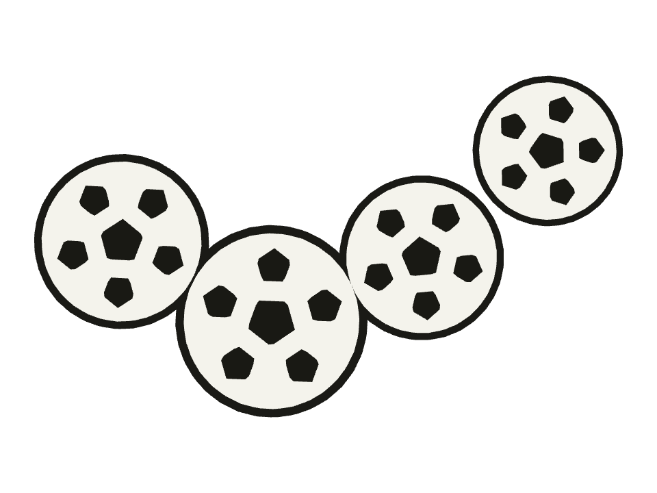 Soccer Ball drawn along a curved stroke