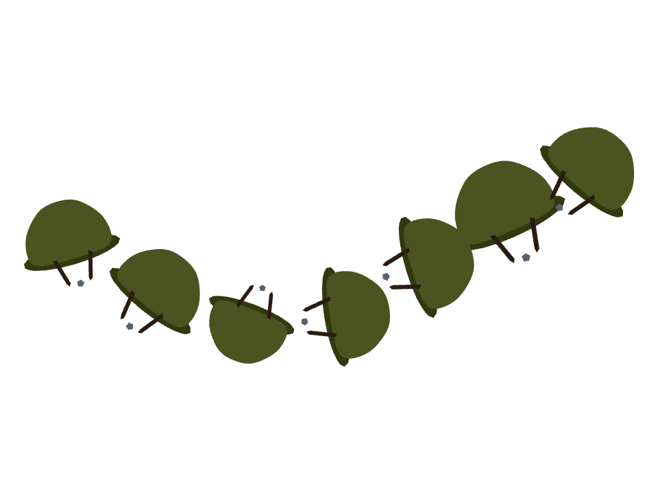 Soldier Helmet drawn along a curved stroke