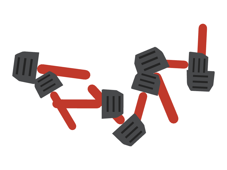 Spatula drawn along a curved stroke