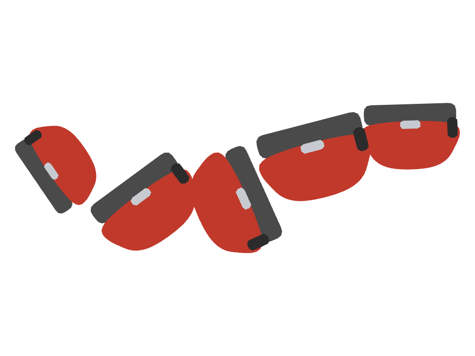 Stapler drawn along a curved stroke