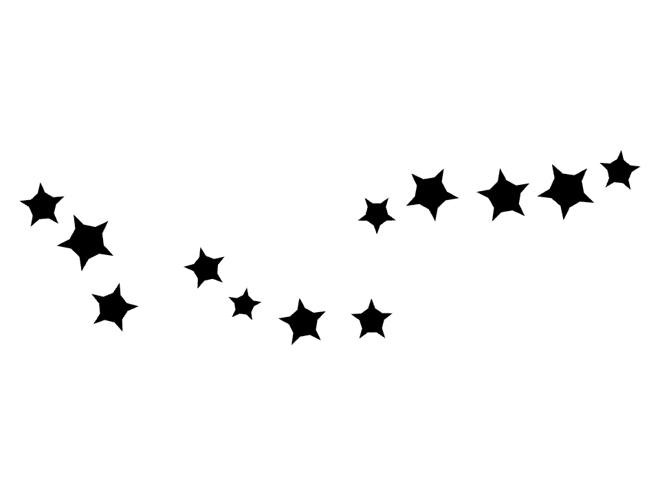 Stars drawn along a curved stroke