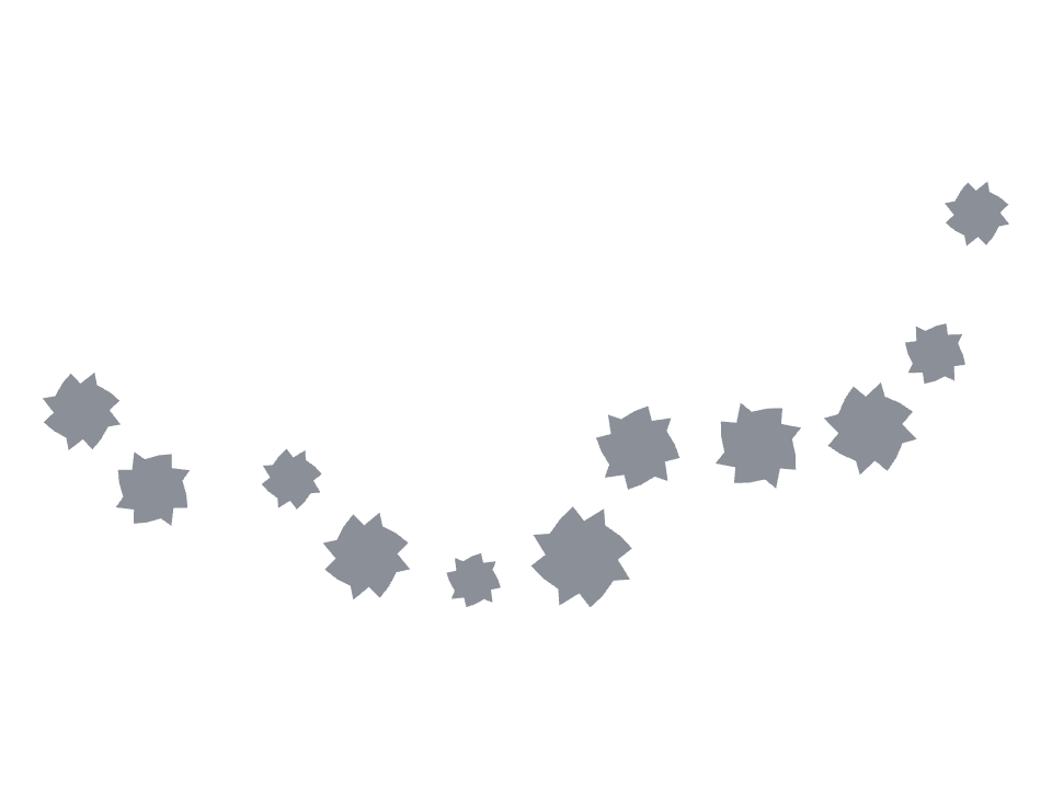Steel cogs drawn along a curved stroke