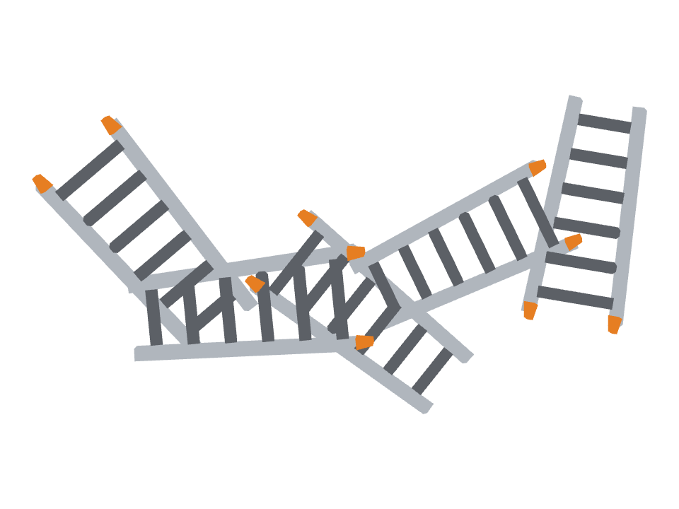 Step Ladder drawn along a curved stroke
