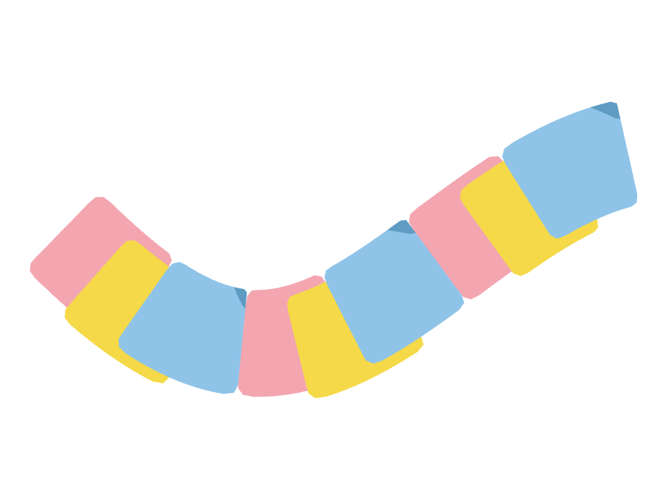 Sticky Notes drawn along a curved stroke