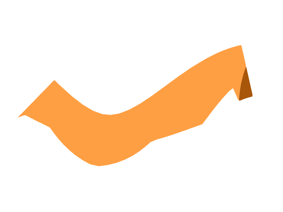 Sticky strip drawn along a curved stroke