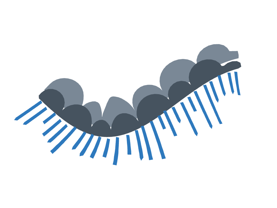 Storm front drawn along a curved stroke