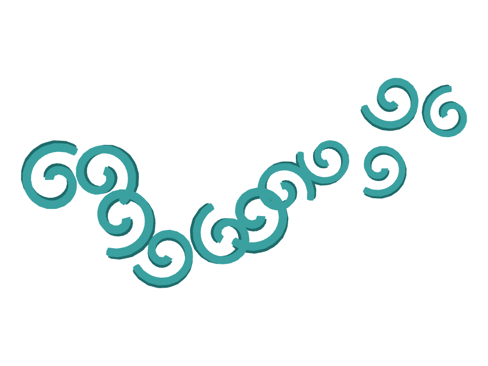 Streamer Curl drawn along a curved stroke