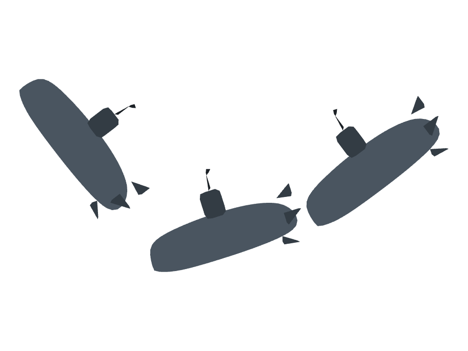 Submarine drawn along a curved stroke