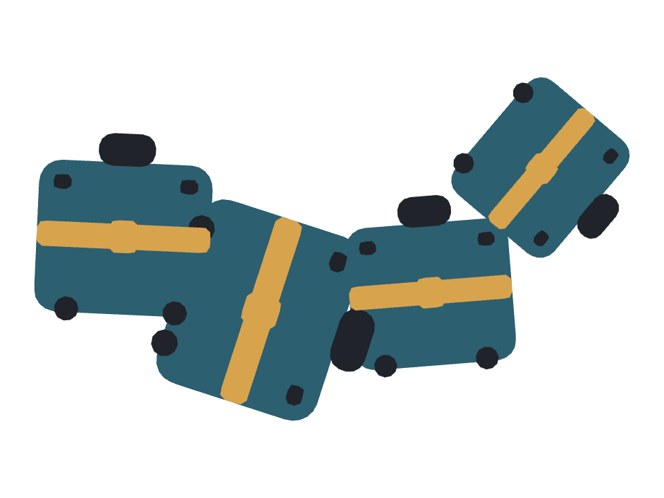 Suitcase drawn along a curved stroke