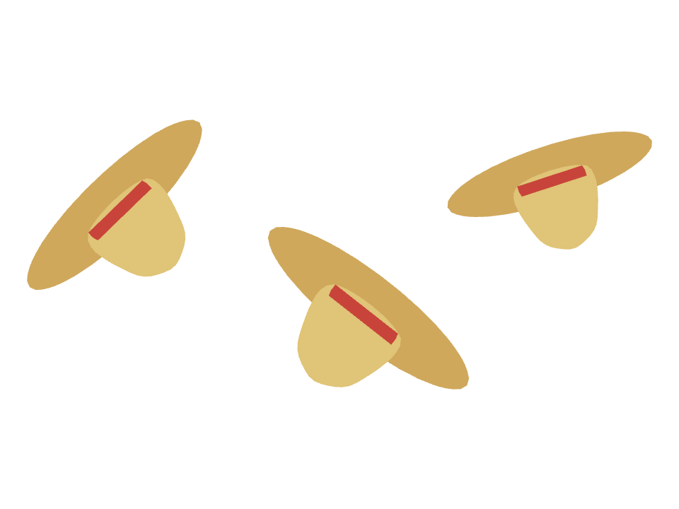 Sun Hat drawn along a curved stroke