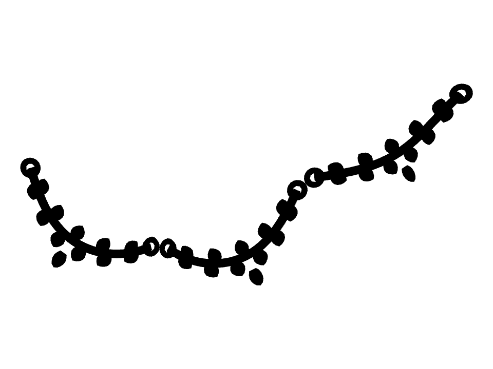 Swag garland drawn along a curved stroke