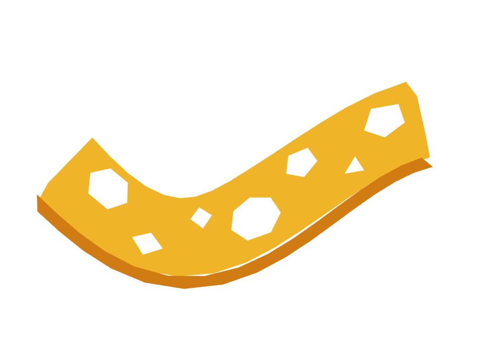 Swiss cheese drawn along a curved stroke