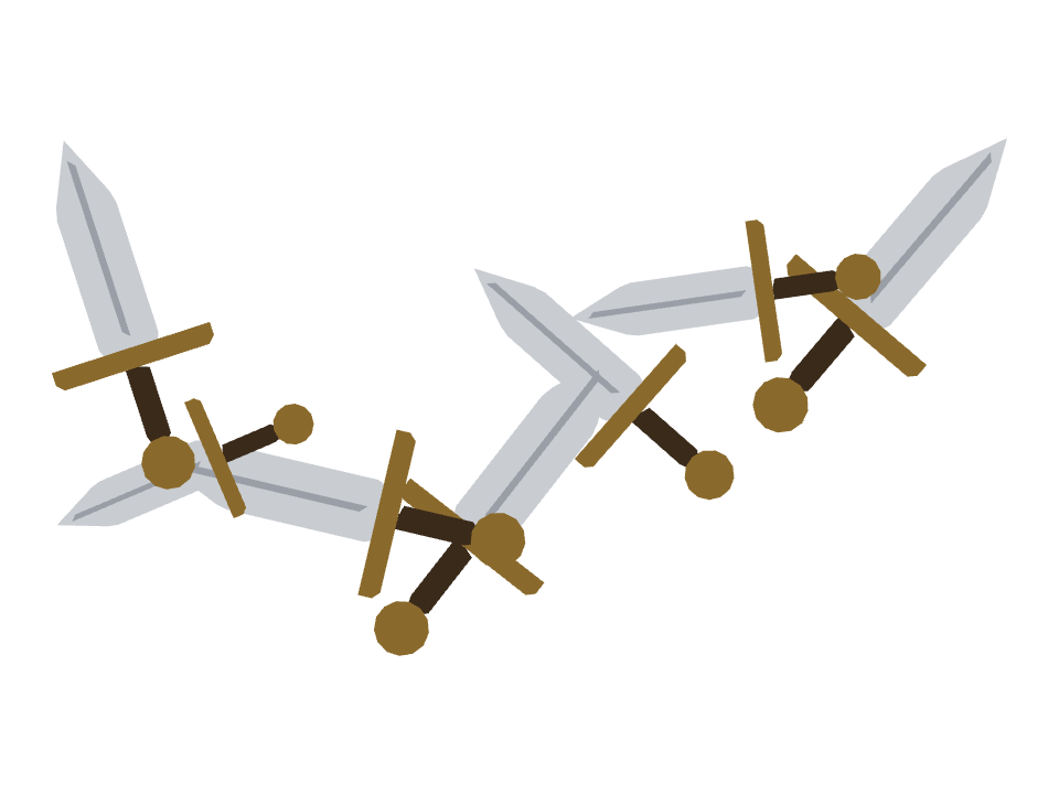 Sword drawn along a curved stroke