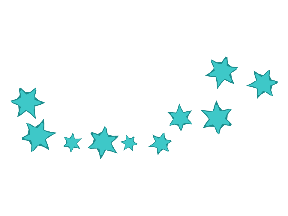 Teal stars drawn along a curved stroke