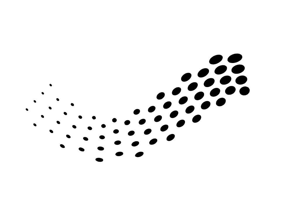 Tone ramp drawn along a curved stroke
