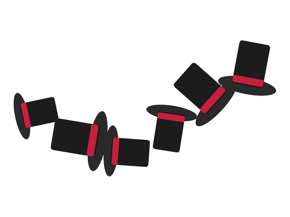Top Hat drawn along a curved stroke