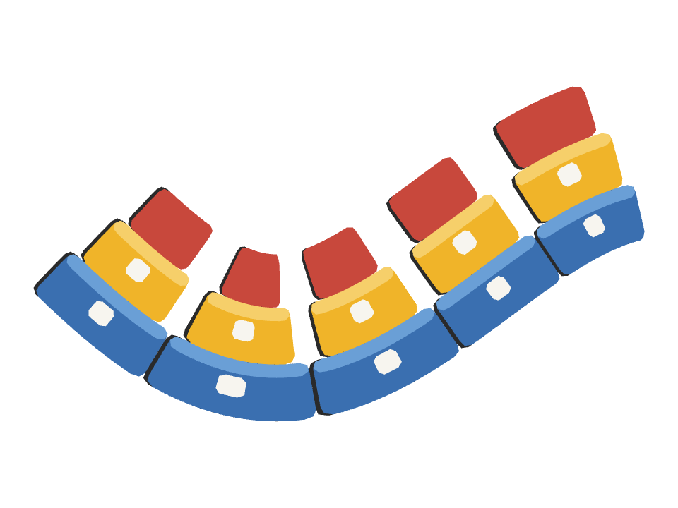 Toy Blocks Stack drawn along a curved stroke