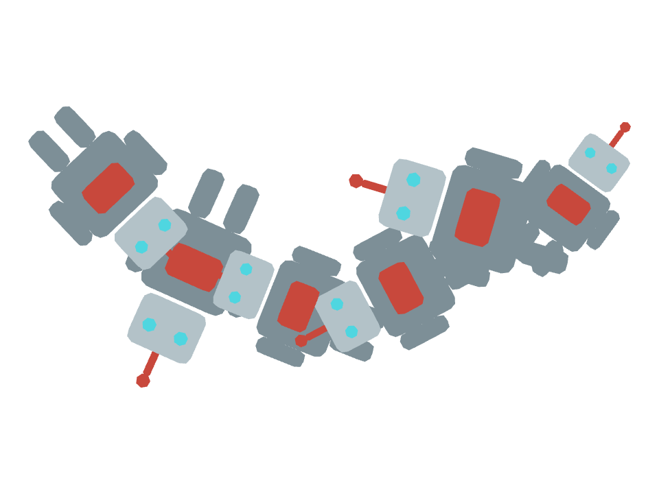 Toy Robot drawn along a curved stroke