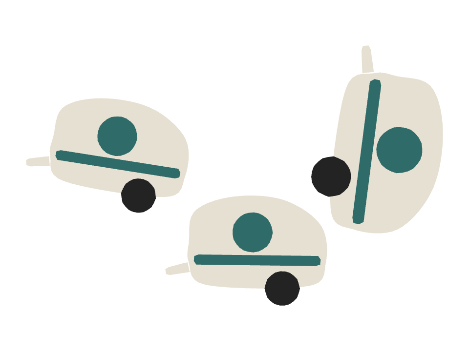 Travel Trailer drawn along a curved stroke