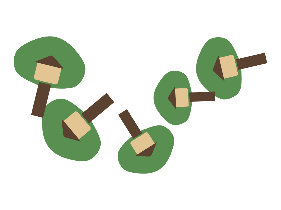 Treehouse drawn along a curved stroke