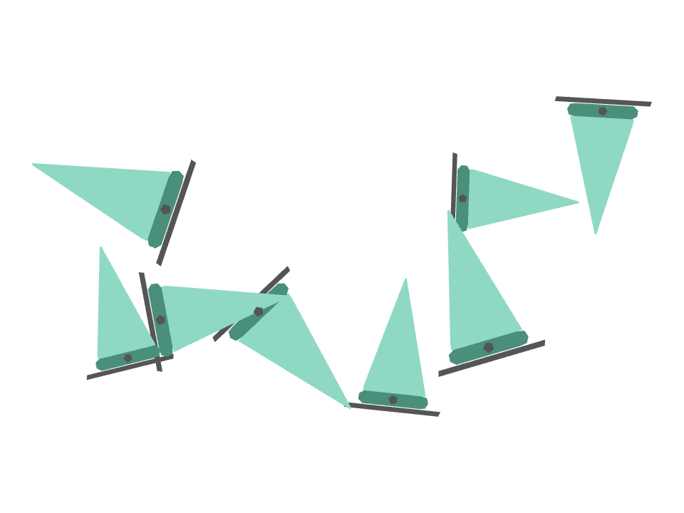 Triangle Bunting drawn along a curved stroke