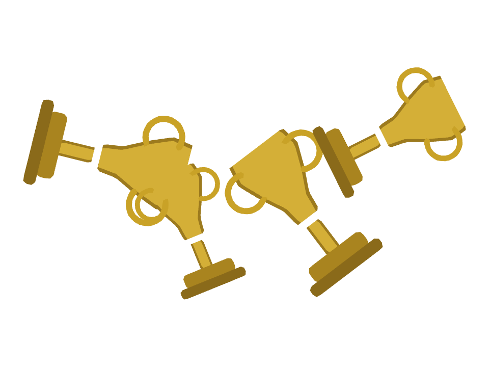 Trophy drawn along a curved stroke