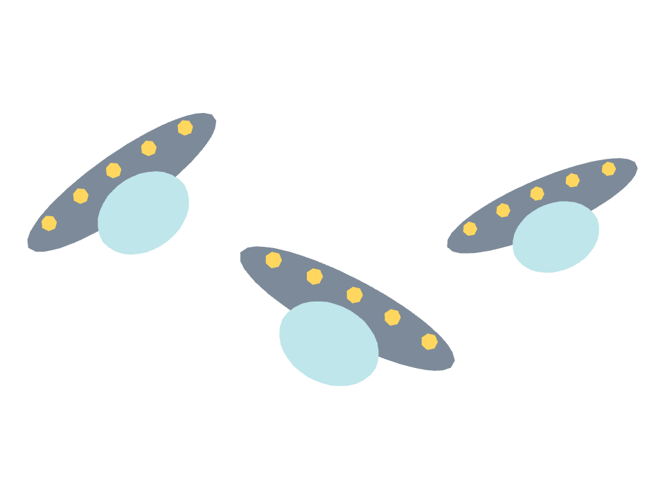 UFO drawn along a curved stroke
