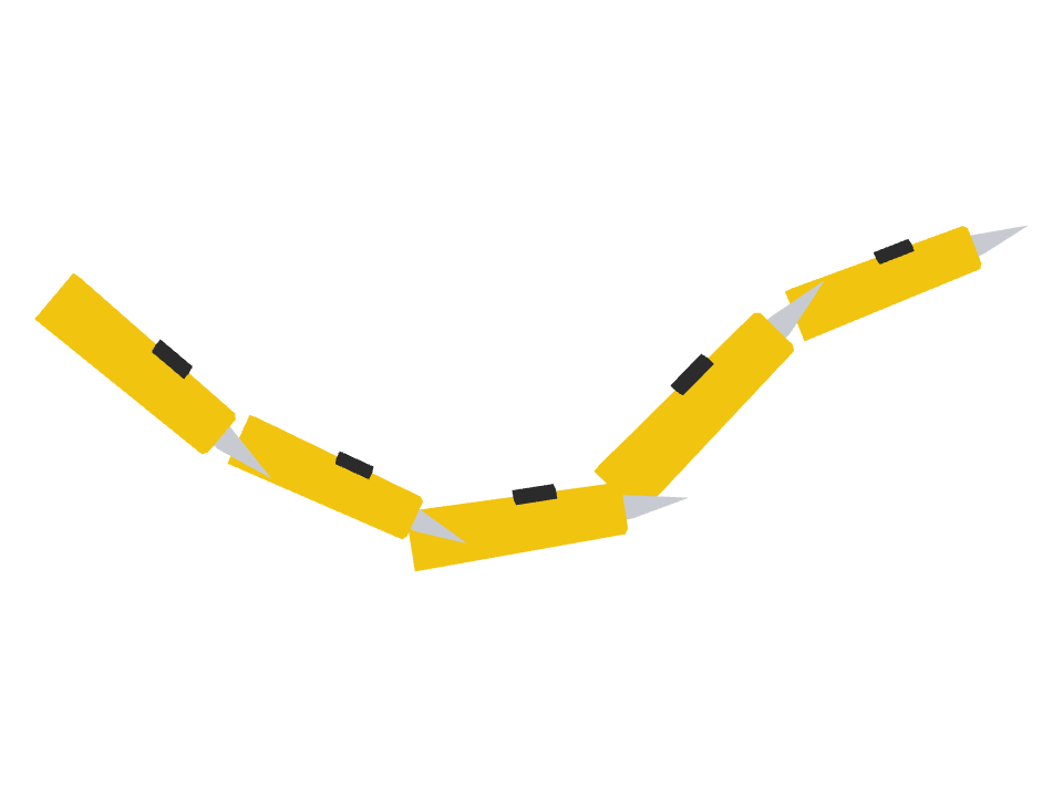 Utility Knife drawn along a curved stroke