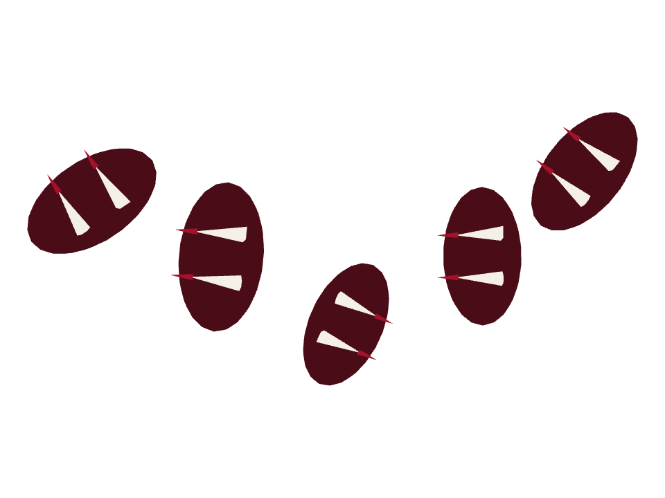 Vampire Fangs drawn along a curved stroke