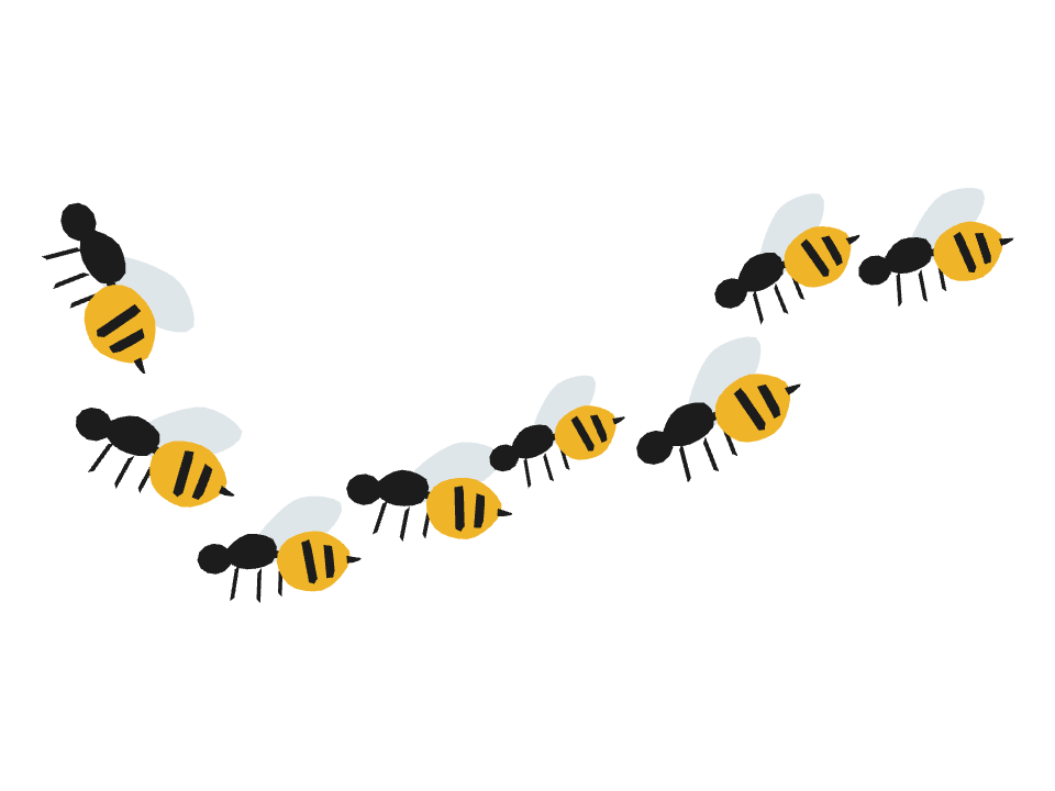 Wasp drawn along a curved stroke