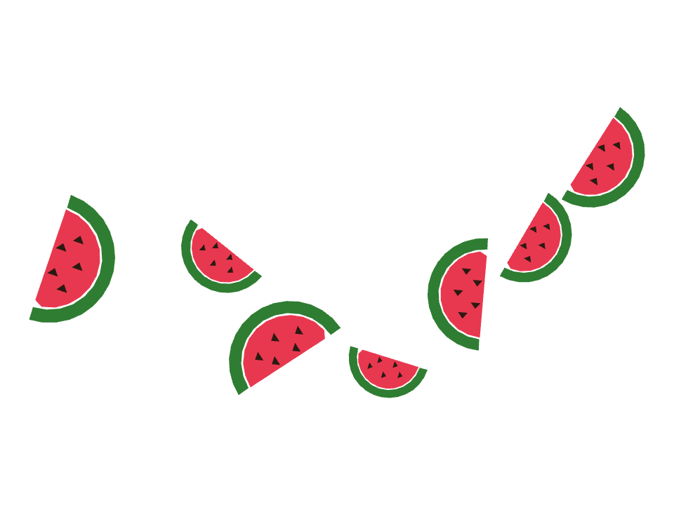 Watermelon drawn along a curved stroke