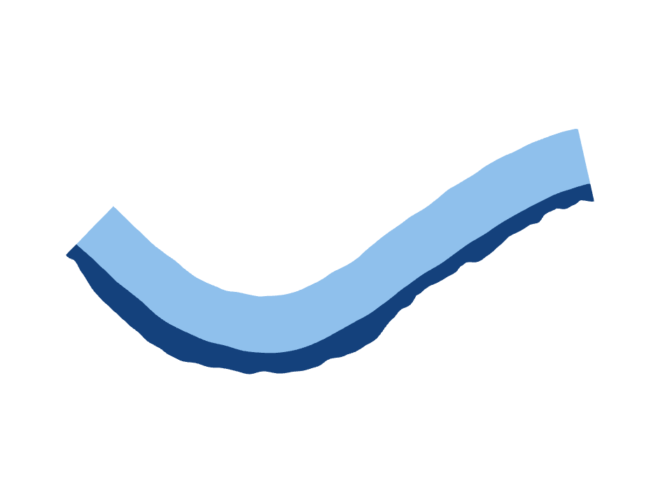 Wet edge drawn along a curved stroke