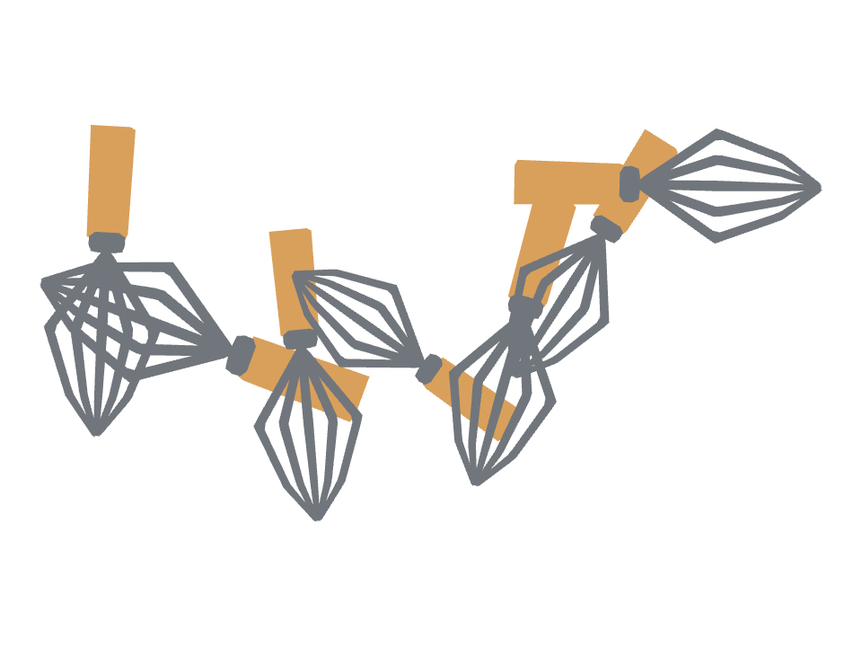 Whisk drawn along a curved stroke