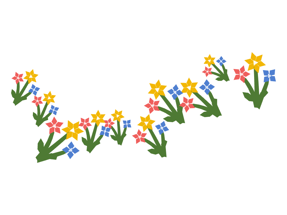 Wildflower mix drawn along a curved stroke