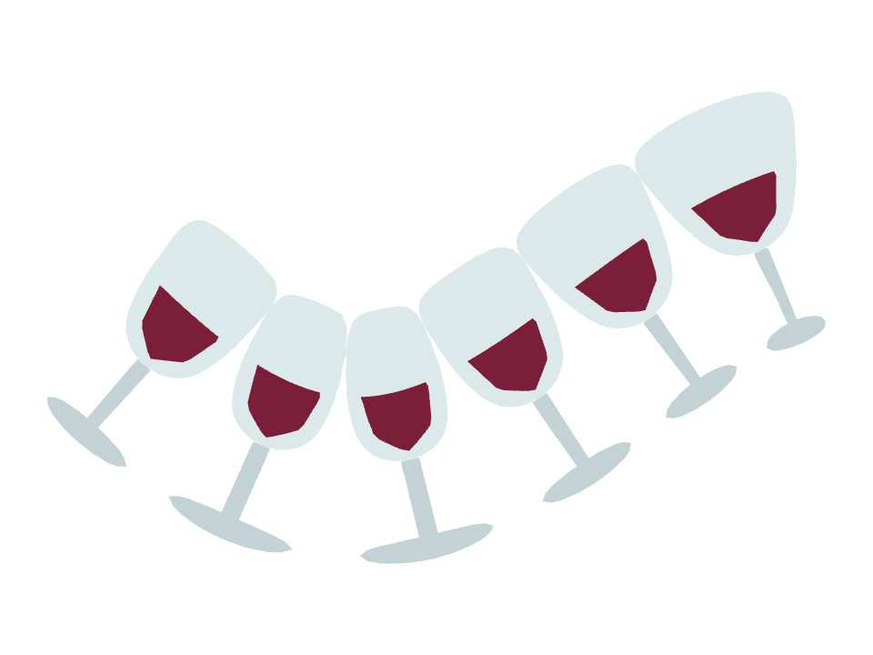 Wine Glass drawn along a curved stroke