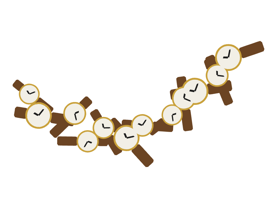 Wristwatch drawn along a curved stroke