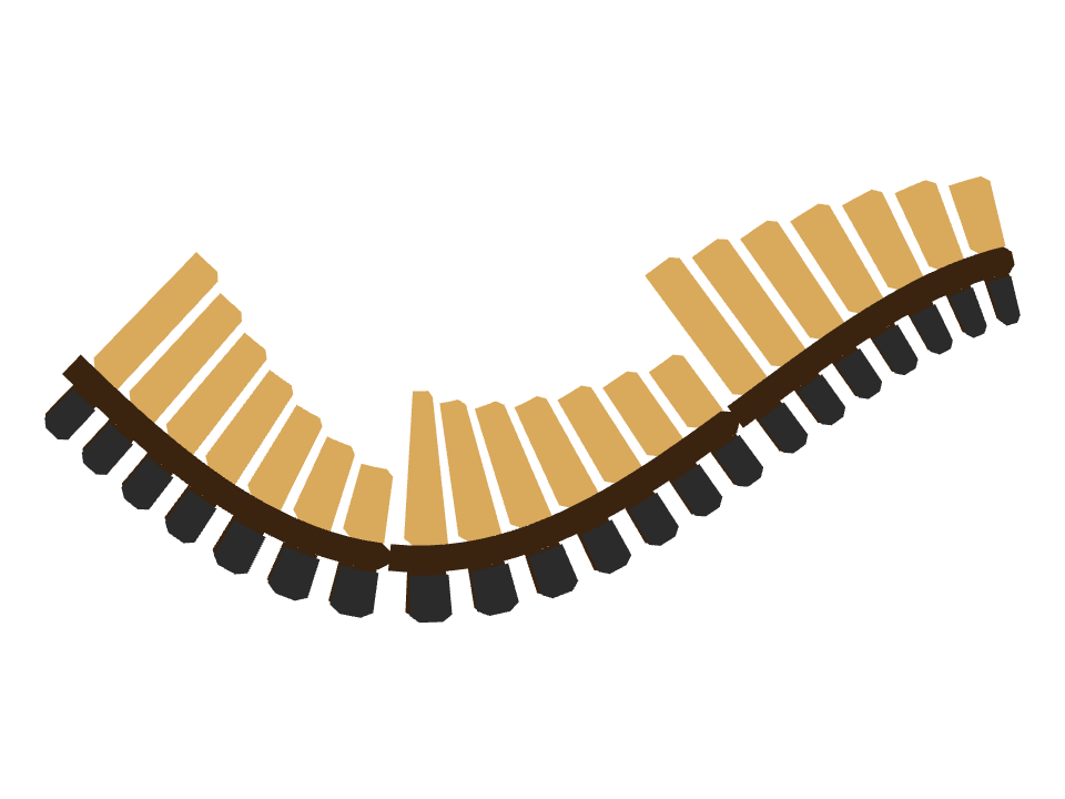 Xylophone drawn along a curved stroke