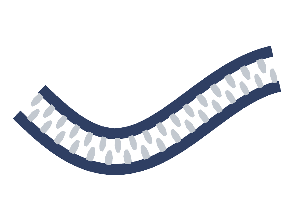 Zipper drawn along a curved stroke